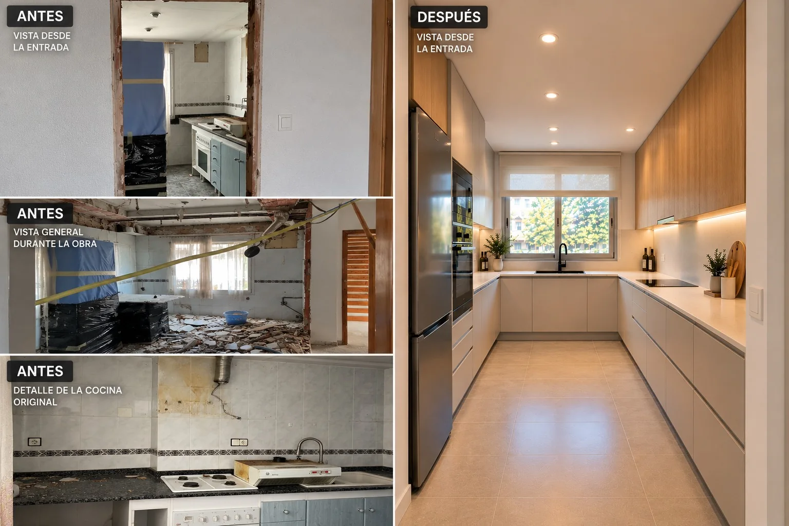 Transformación de una cocina durante una reforma